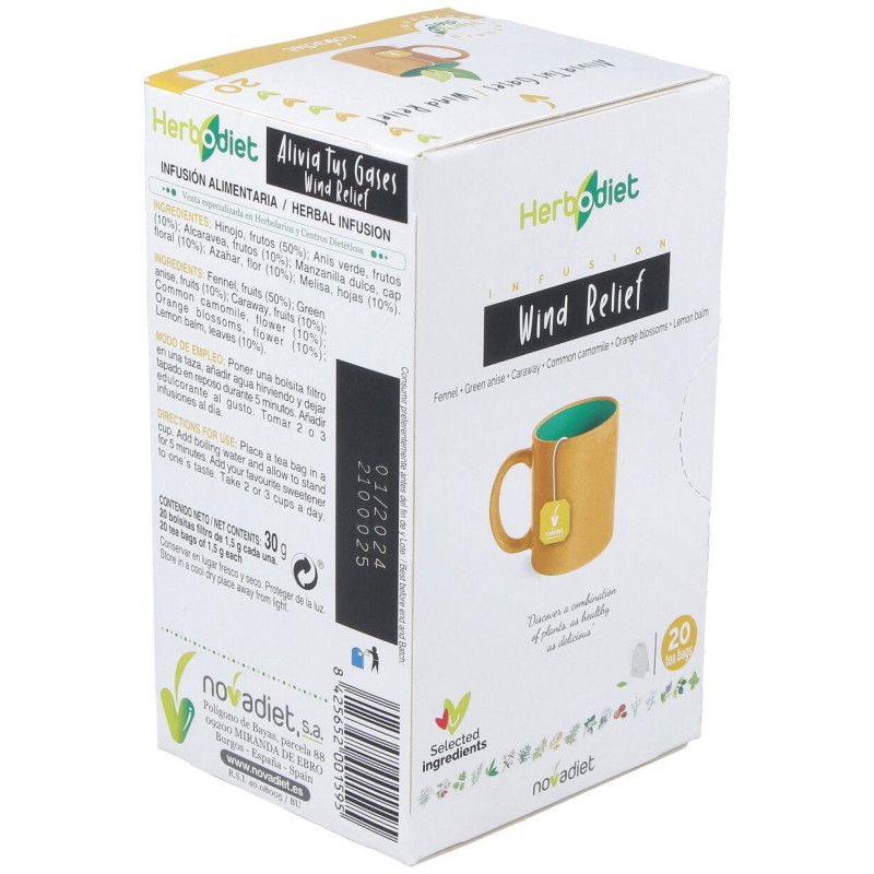 Herbodiet Infusión para Aliviar los Síntomas de los Gases 20u - Novadiet