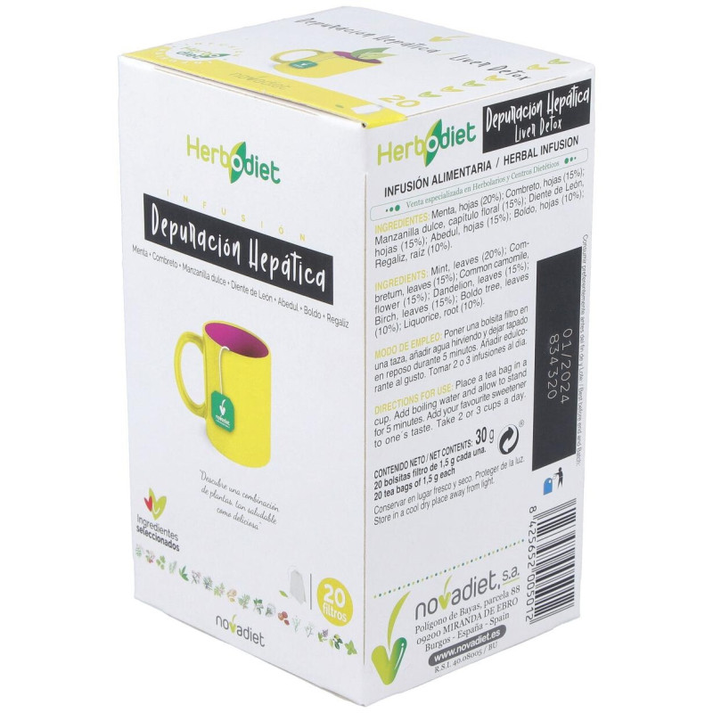 Herbodiet Depuracion Hepatica 20 Bolsitas Filtro 1_5g - Novadiet