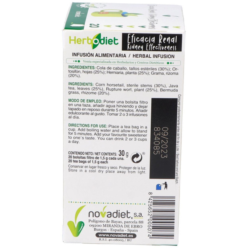 Herbodiet Herbodiet Eficacia Renal 20 Bolsitas Filtro - Novadiet