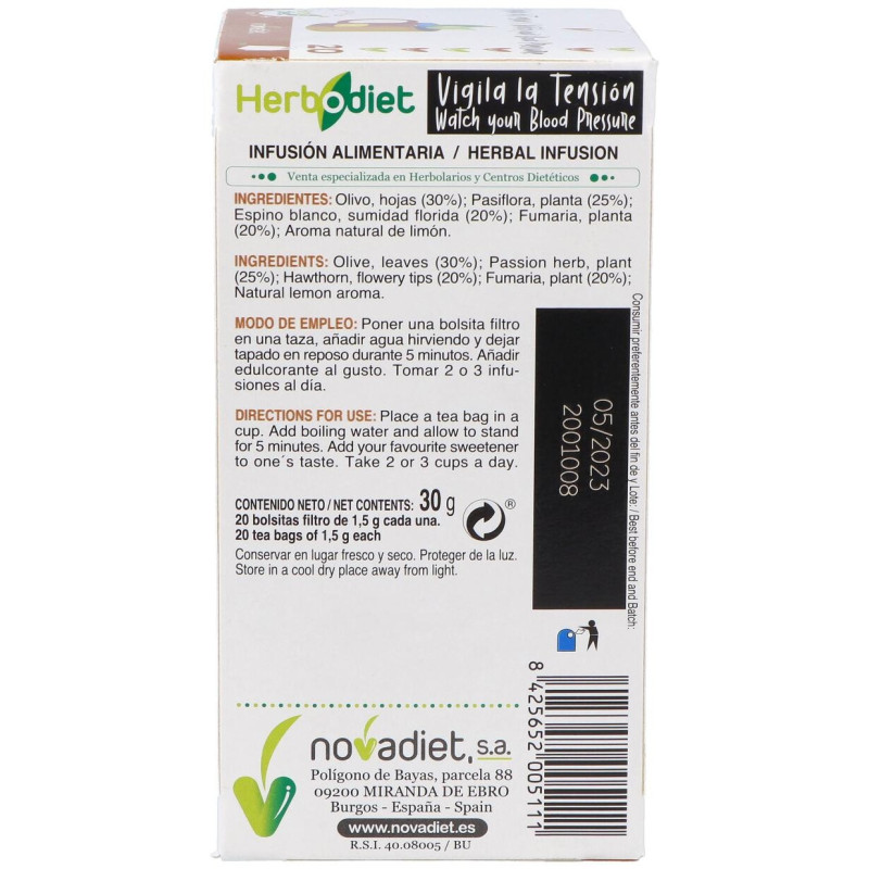 Herbodiet Inf. Vigila Tu Tension 20filtros - Novadiet