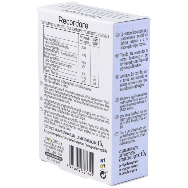 Recordare 30 Cápsulas - Novadiet