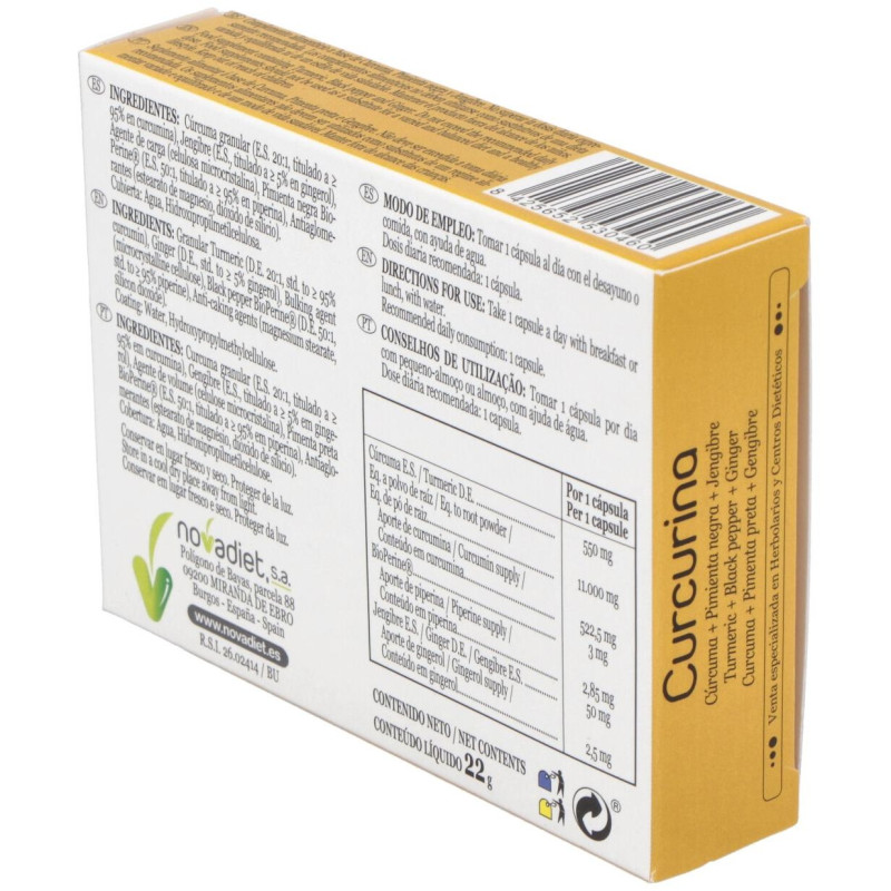 Curcurina para la Inflamación en Cápsulas - Novadiet