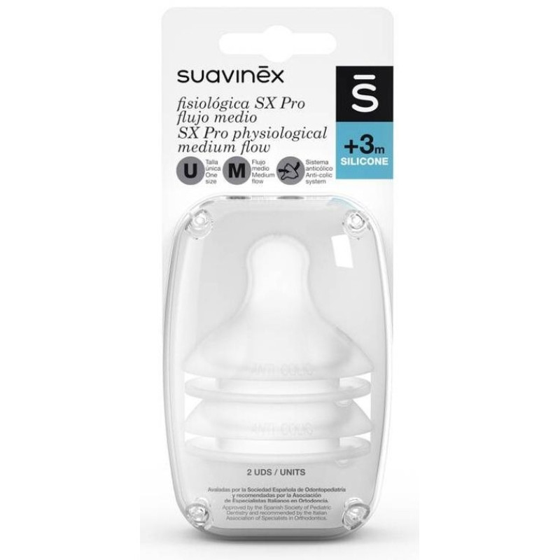 Tetina Silicona Fisiológica Flujo M, 2 Uds - Suavinex