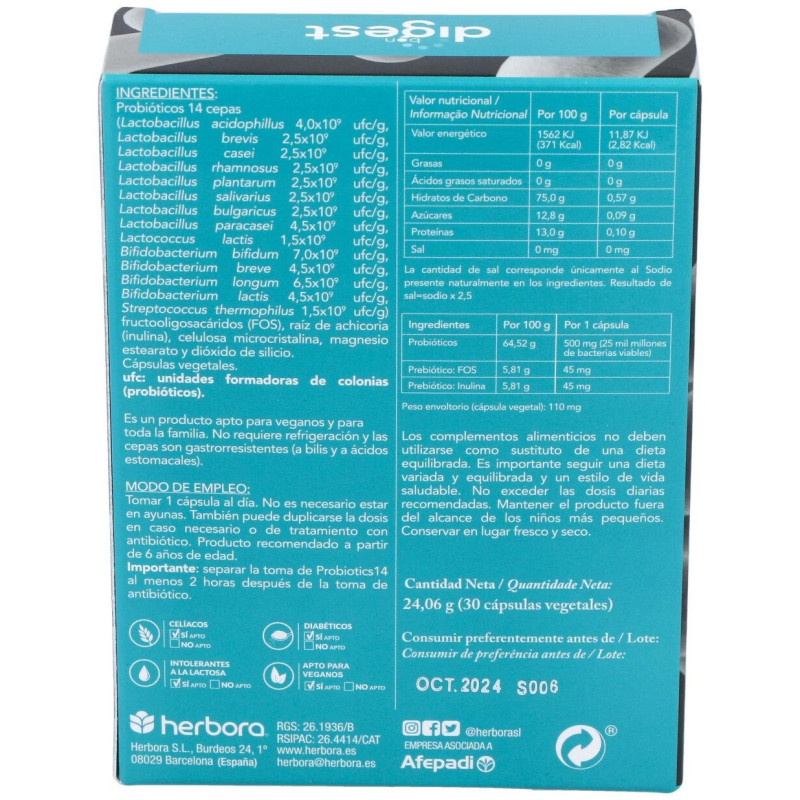 Bon Digest Probiotics14 30caps - Herbora