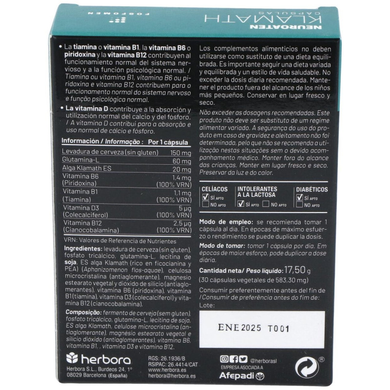 Fosfomen Neuroaten Klamath 30cap - Herbora