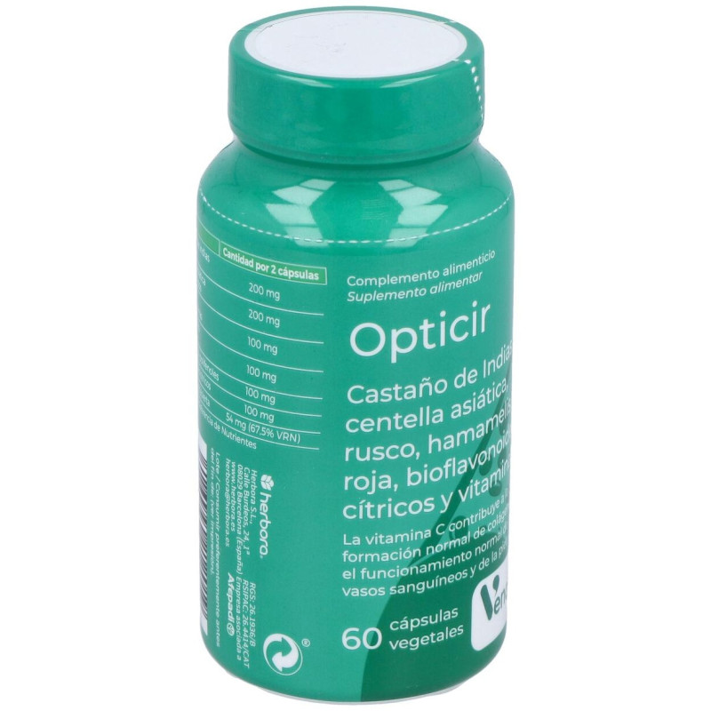 Opticir Castaño - Centella - Ruscus - Vid - Hamameli 60cap - Herbora