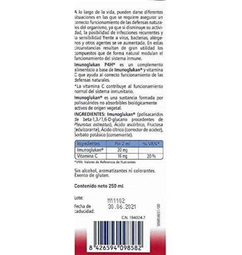 Imunoglukan Suspension Oral (1 Envase 250 ml) - Laboratorios Ordesa S.l