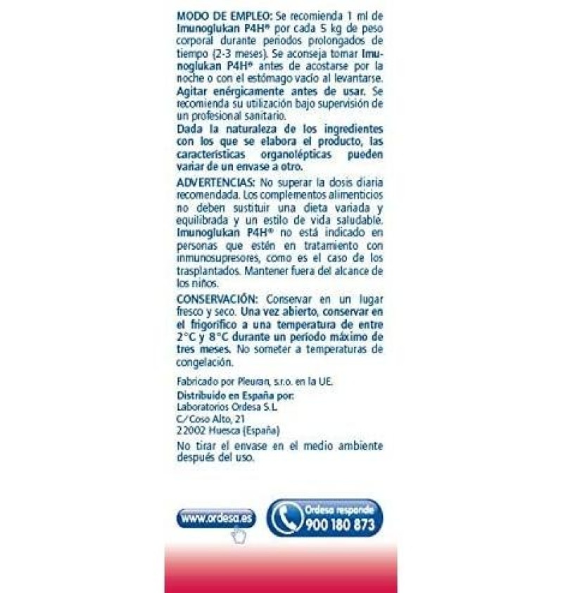 Imunoglukan Suspension Oral (1 Envase 250 ml) - Laboratorios Ordesa S.l