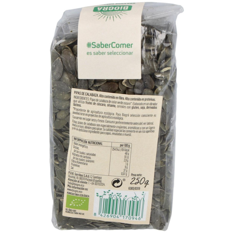 Pipas de Calabaza Cucurbita 250gr. Bio - Biogra