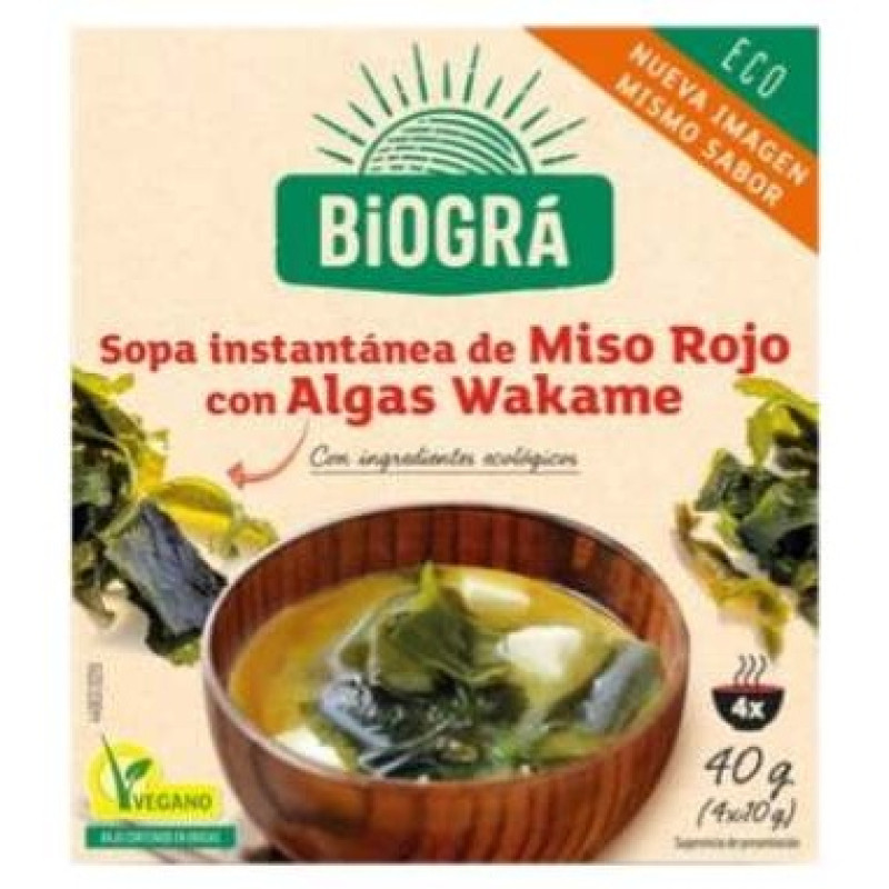 Biogra Sopa Miso Roj Algas Bio Sobres 40G