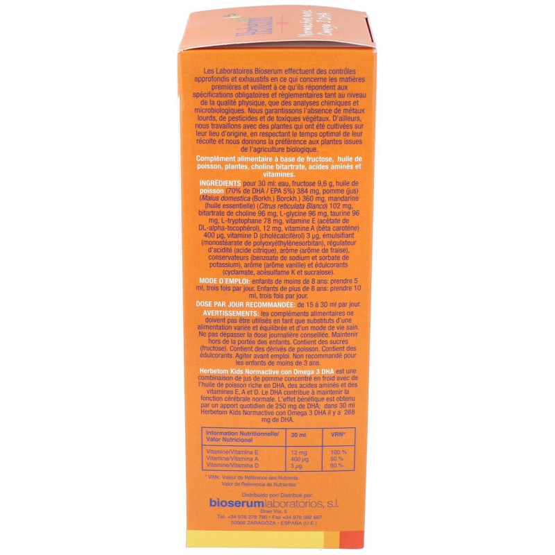 Herbetom Kids Normactive con Omega 3dha 250ml - Bioserum