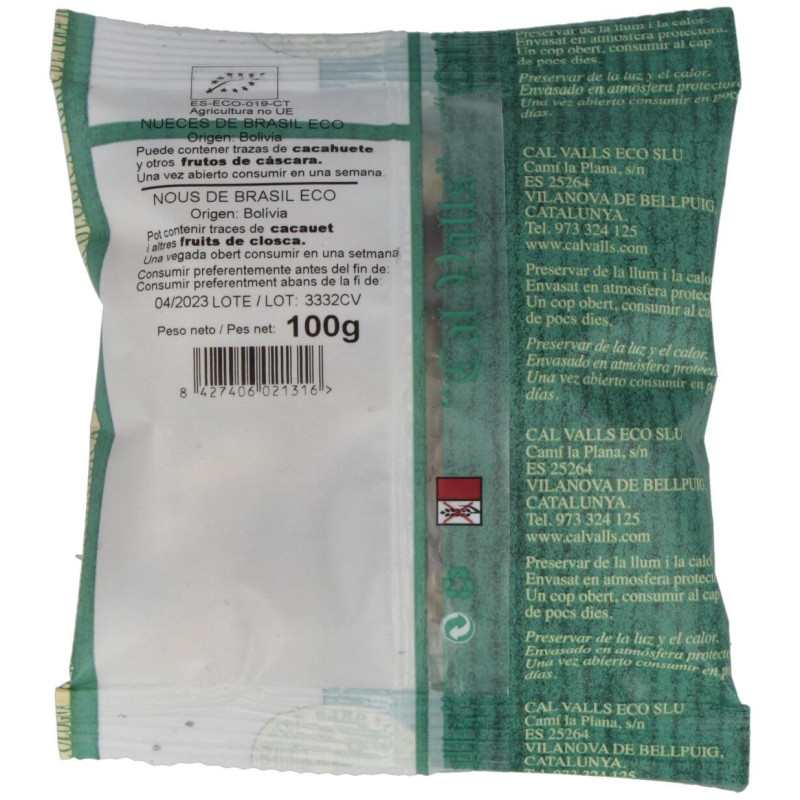 Nueces del Brasil Eco 100g - Cal Valls