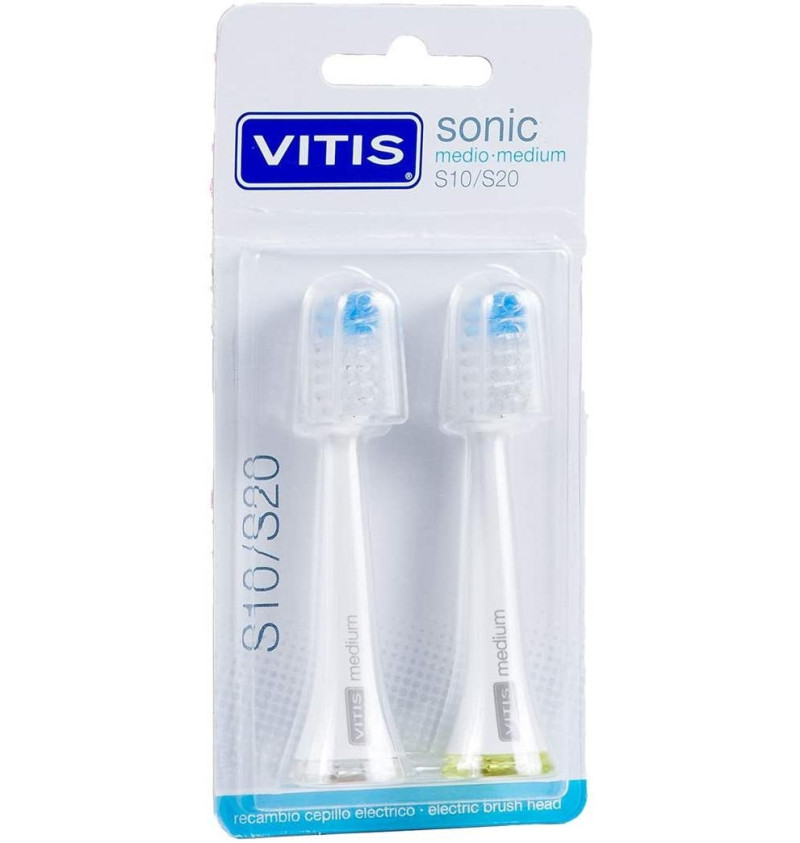 Cepillo Dental Electrico - Vitis Sonic S10 / S20 (medio 2u Recambio Cabezal) - Dentaid