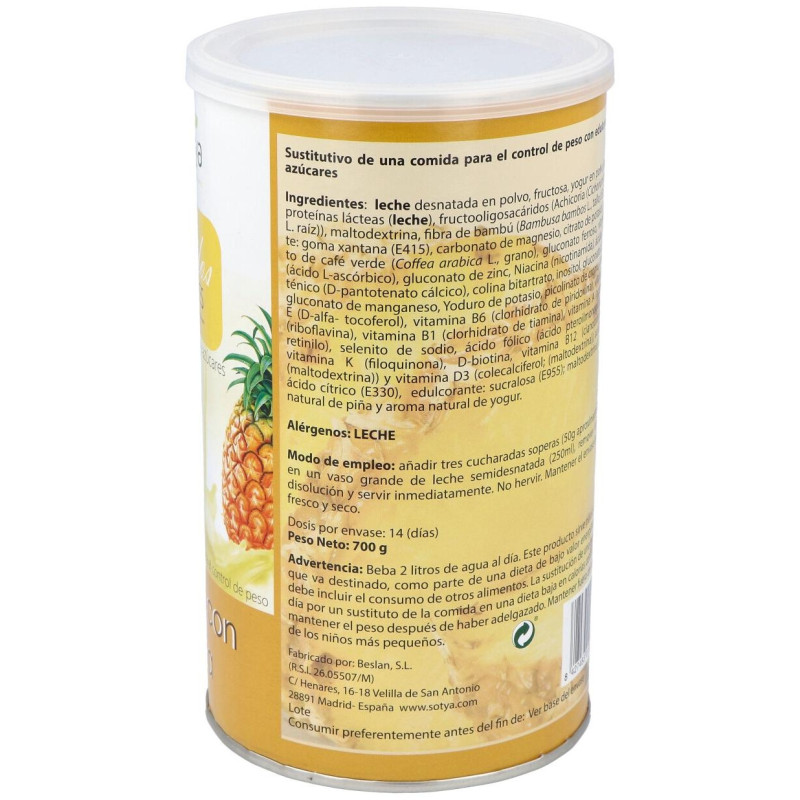 Batido Saciante de Yogur Piña 700g - Sotya