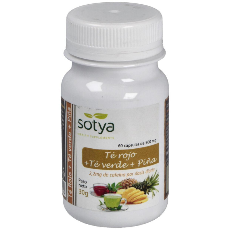 Té Rojo + Té Verde + Piña 500mg 60cáps - Sotya