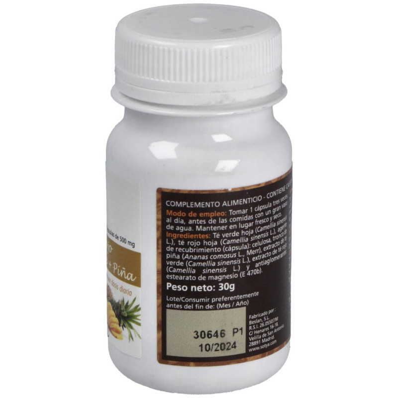 Té Rojo + Té Verde + Piña 500mg 60cáps - Sotya