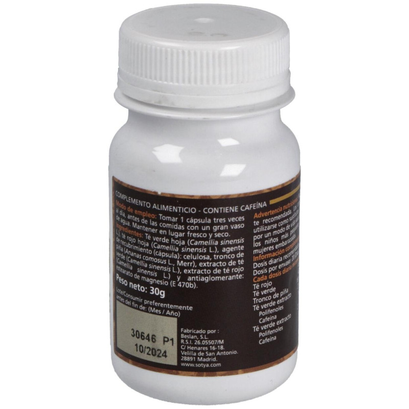 Té Rojo + Té Verde + Piña 500mg 60cáps - Sotya