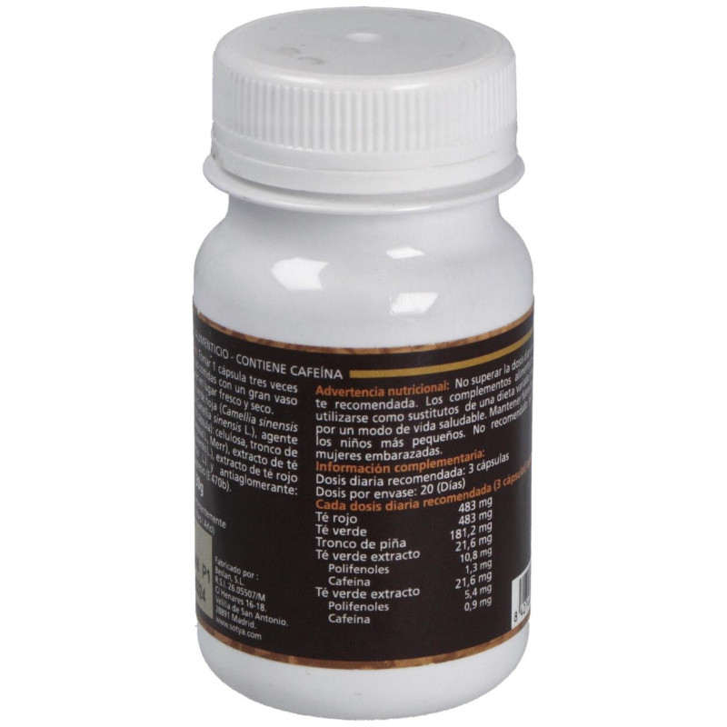 Té Rojo + Té Verde + Piña 500mg 60cáps - Sotya