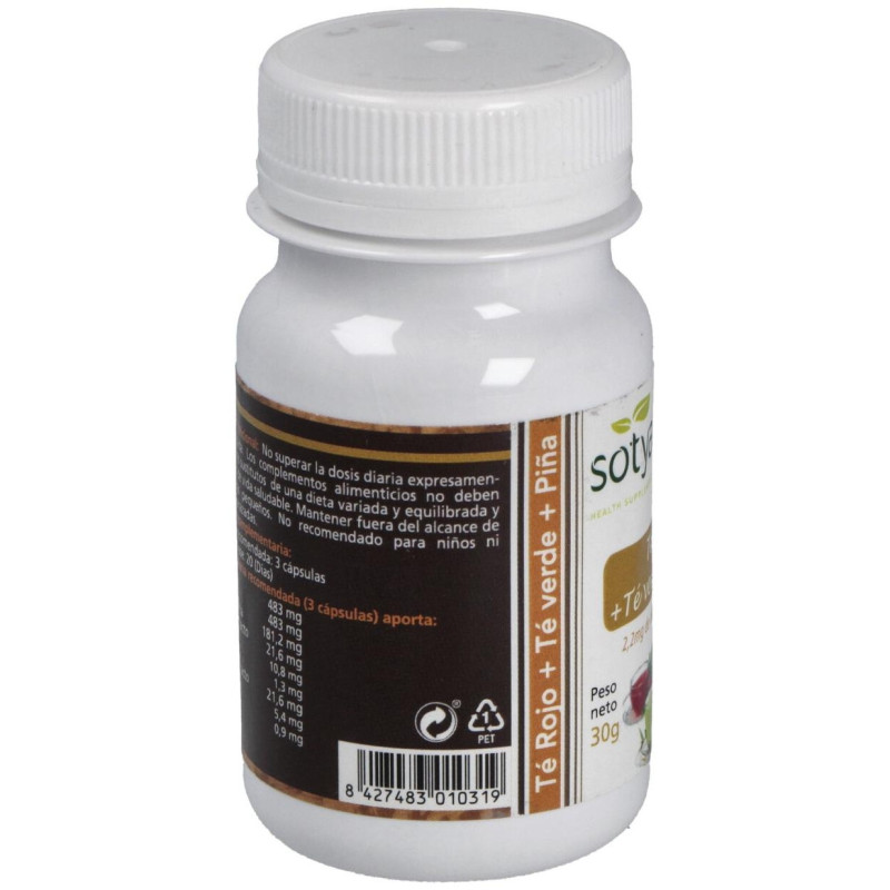 Té Rojo + Té Verde + Piña 500mg 60cáps - Sotya