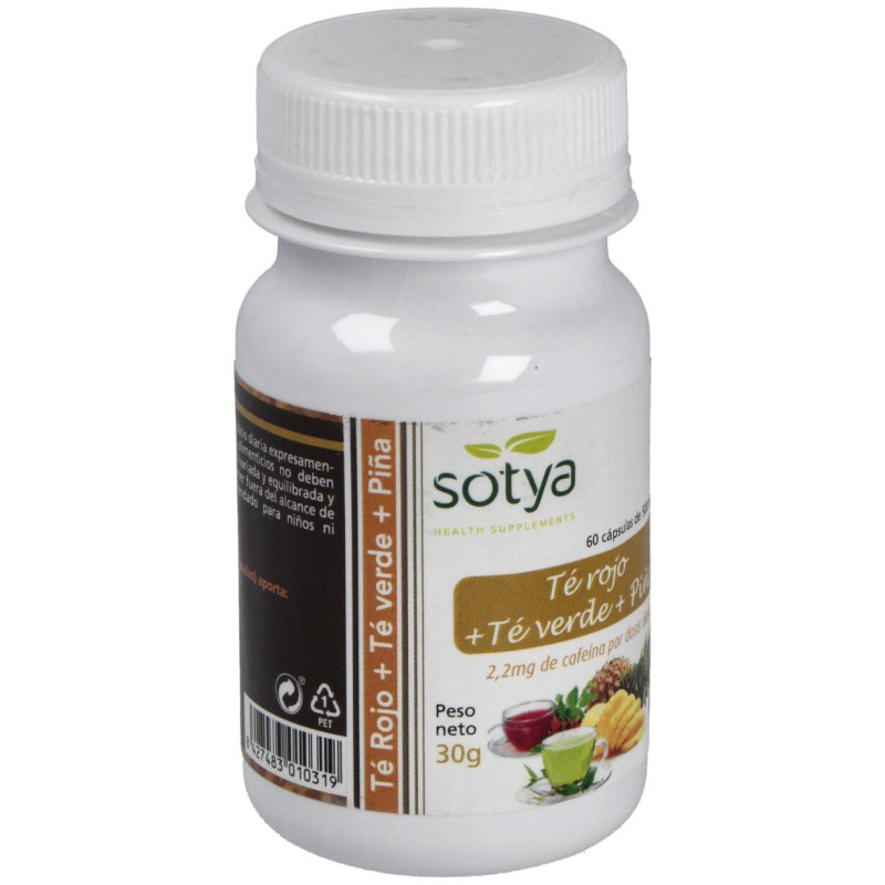 Té Rojo + Té Verde + Piña 500mg 60cáps - Sotya