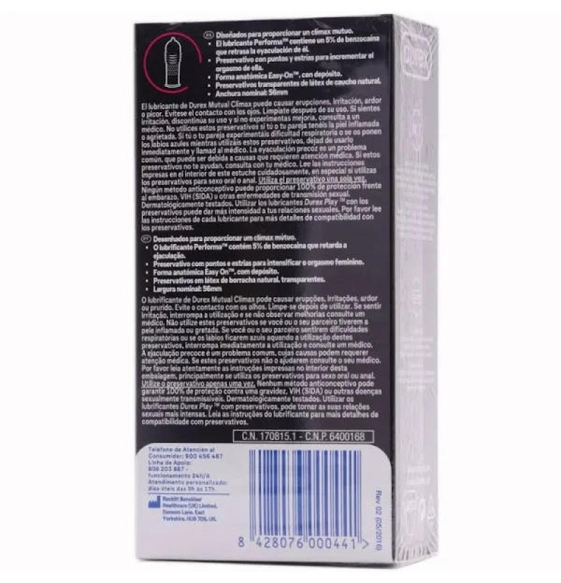 Durex Mutual Climax - Preservativos (12 Unidades) - Reckitt Benckiser
