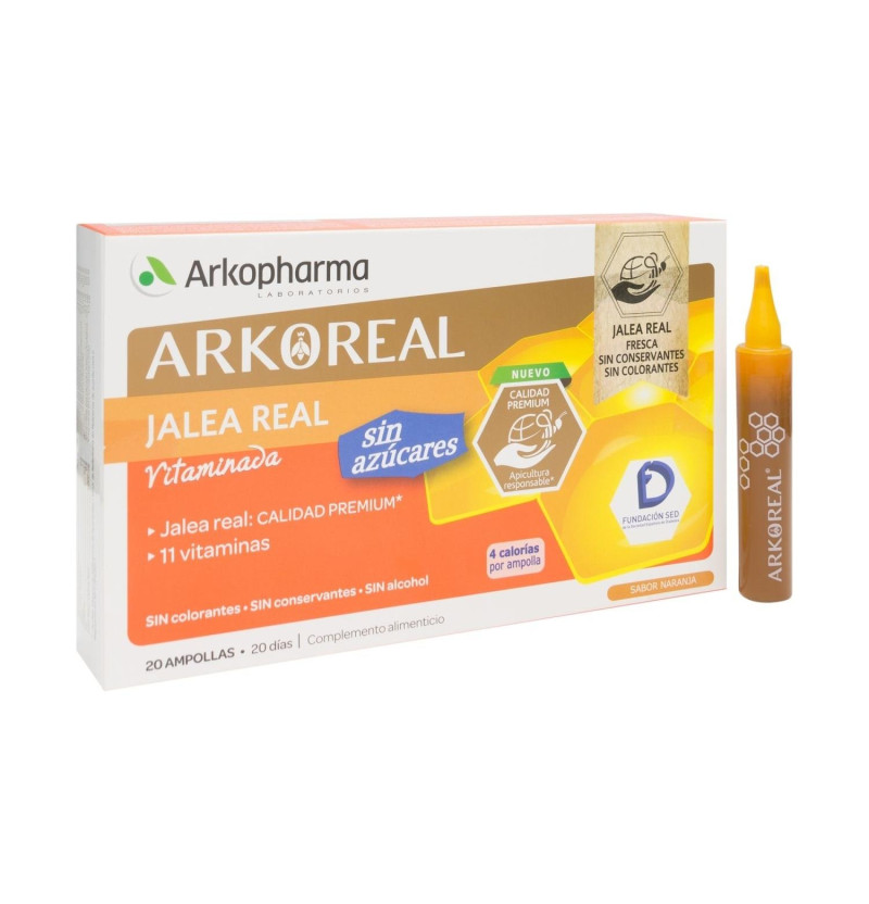 Arkoreal Jalea Real Vitaminada sin Azucar (1000 mg 20 Ampollas 15 ml) - Arkopharma