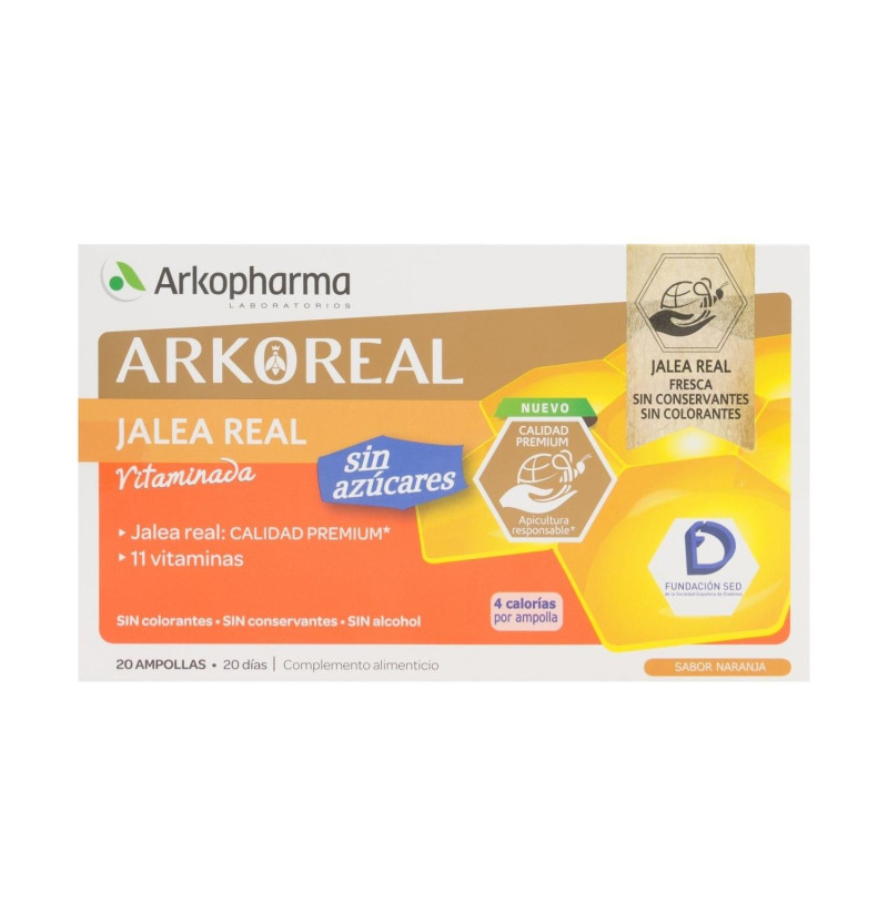 Arkoreal Jalea Real Vitaminada sin Azucar (1000 mg 20 Ampollas 15 ml) - Arkopharma