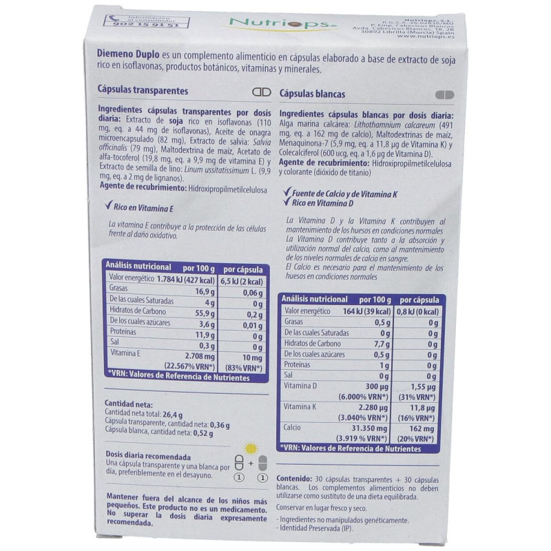 Diemeno Duplo 30cap.blancas y 30cap.transparen - Almond