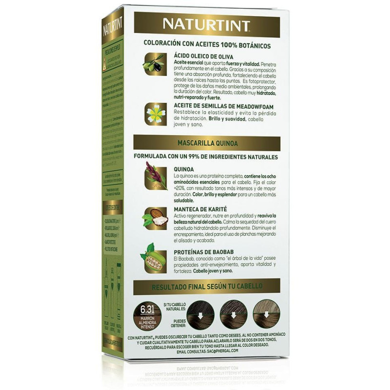 Tinte de Cabello 6.31 Marron Almendra Intenso 1ud - Naturtint