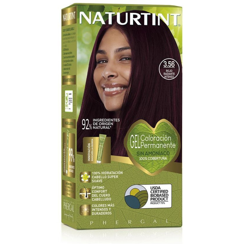 Tinte de Cabello 3.56 Rojo Radiante Intenso 1ud - Naturtint