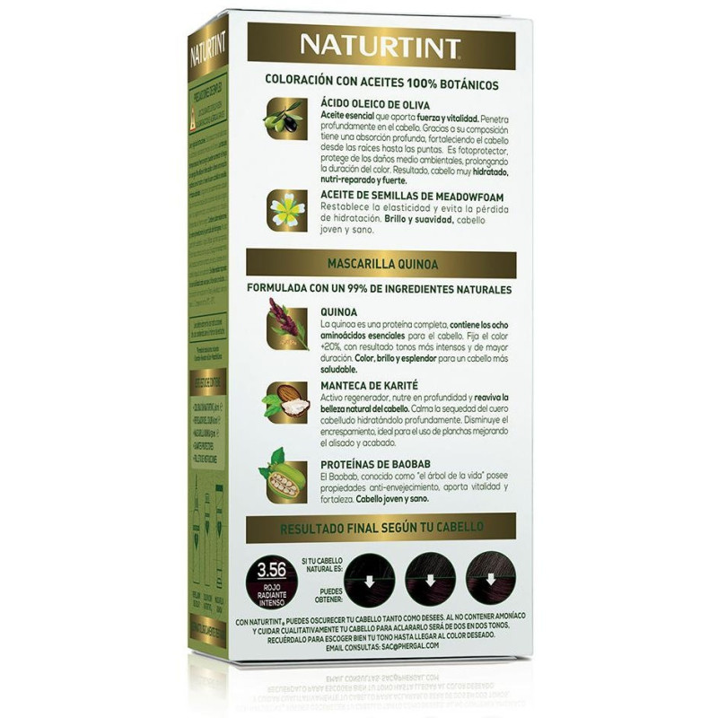 Tinte de Cabello 3.56 Rojo Radiante Intenso 1ud - Naturtint