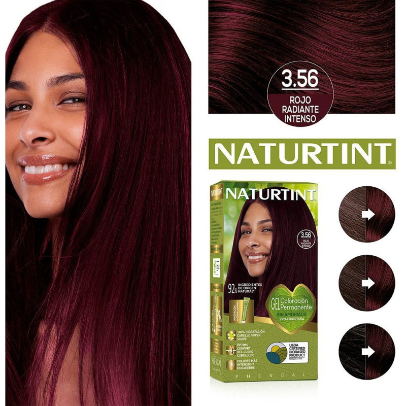 Tinte de Cabello 3.56 Rojo Radiante Intenso 1ud - Naturtint