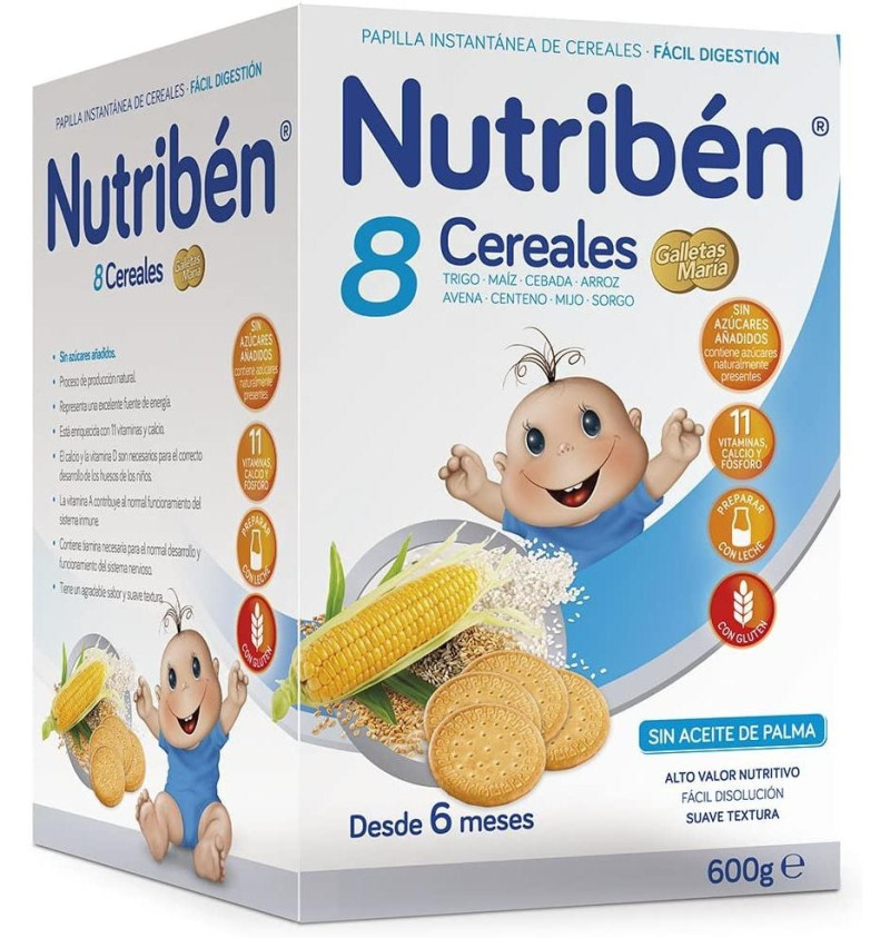 Nutriben Papilla 8 Cereales Galletas Maria, 600 g - Alter Farmacia S.a