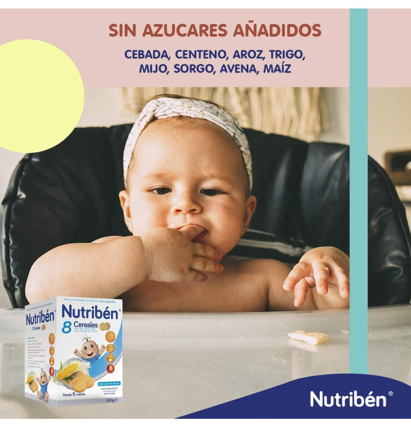 Nutriben Papilla 8 Cereales Galletas Maria, 600 g - Alter Farmacia S.a