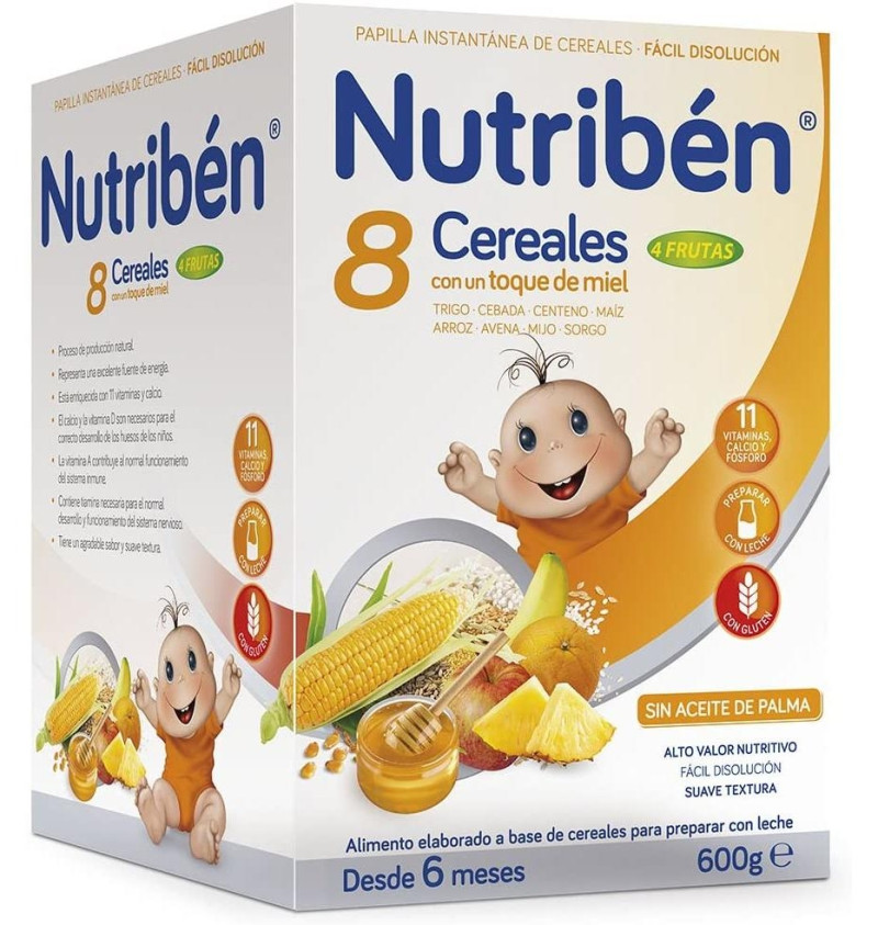 Nutriben 8 Cereales y Miel 4 Frutas, 600 g - Alter Farmacia S.a