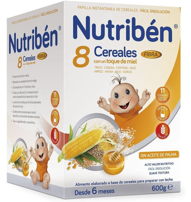 Nutriben 8 Cereales y Miel Fibra, 600 g - Alter Farmacia S.a
