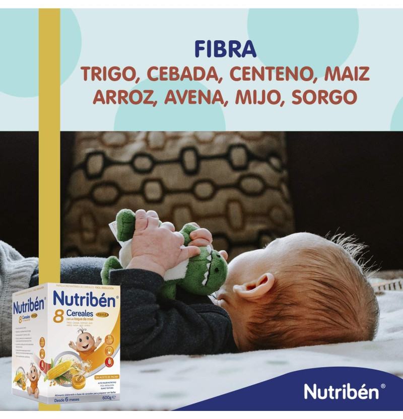 Nutriben 8 Cereales y Miel Fibra, 600 g - Alter Farmacia S.a