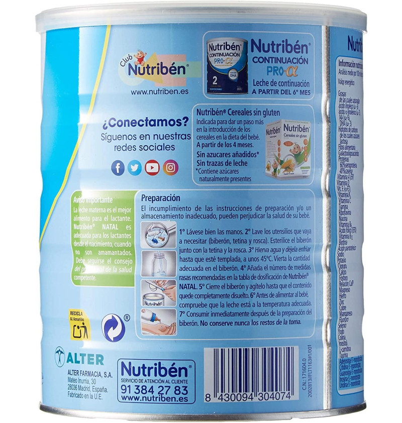Nutriben Natal, 800 g - Alter Farmacia S.a