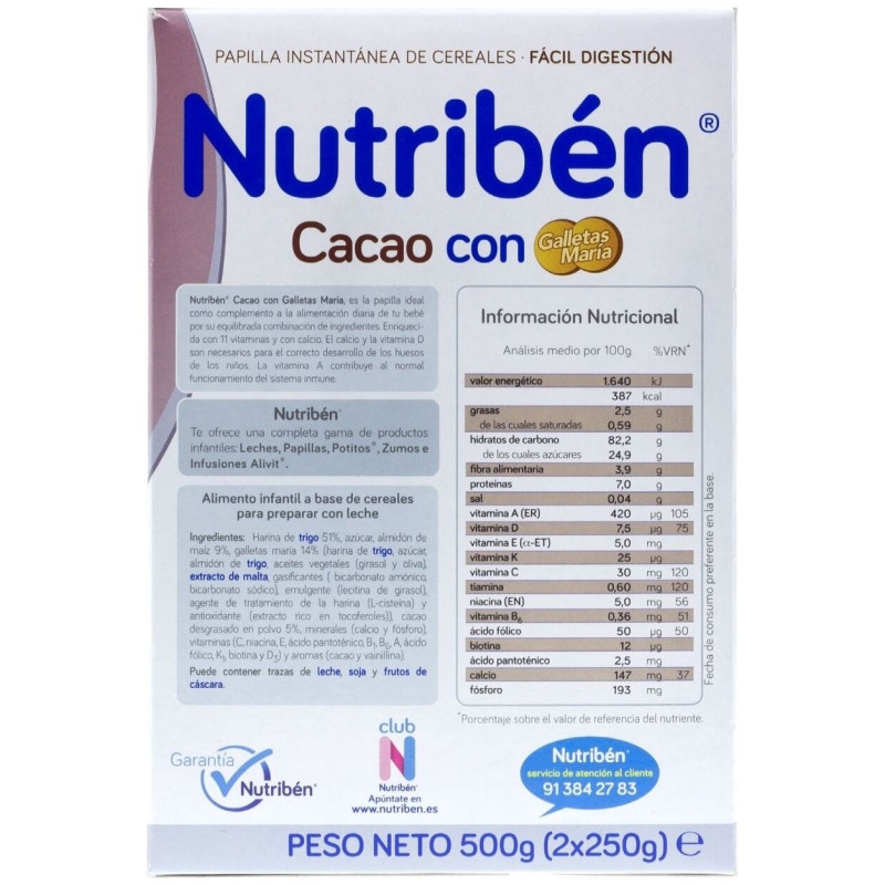 Cacao con Galletas Maria 500 Gr - Nutriben