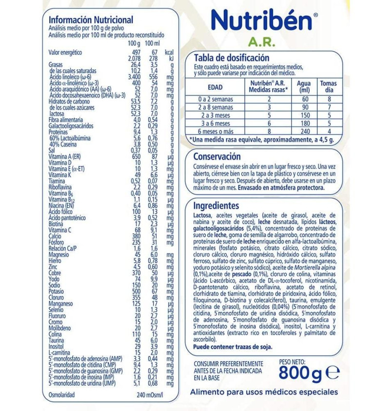 Nutriben Ar, 800 g - Alter Farmacia S.a