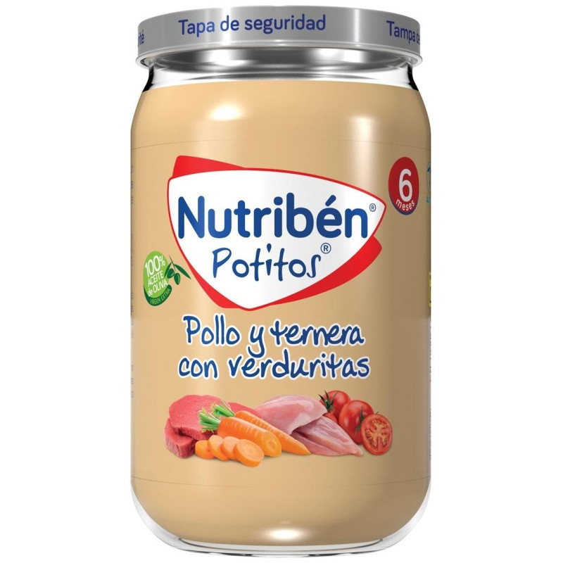 Nutribén Potito Pollo, Ternera con Menestra de Verduras 235gr - Nutriben