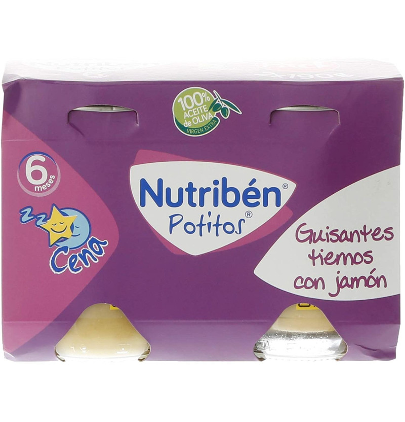 Nutriben Cena Guisantes Tiernos con Jamón, 2 Potitos - Alter Farmacia S.a