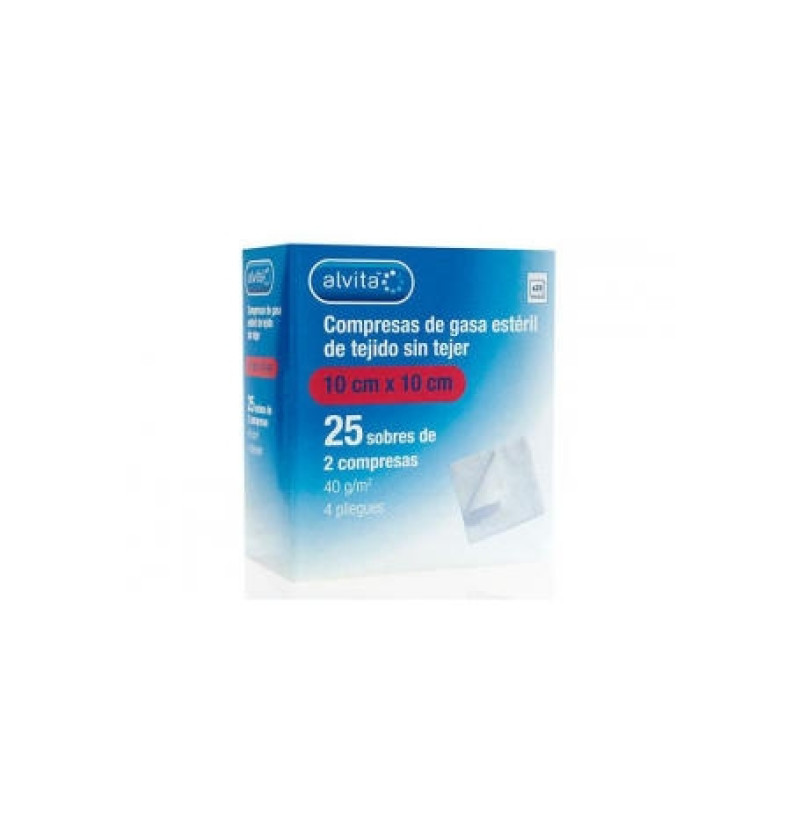 Alvita Compresas Gasa Estéril Tejido sin Tejer, 25 Uni,10 cm X 10 cm - Alliance Healthcare