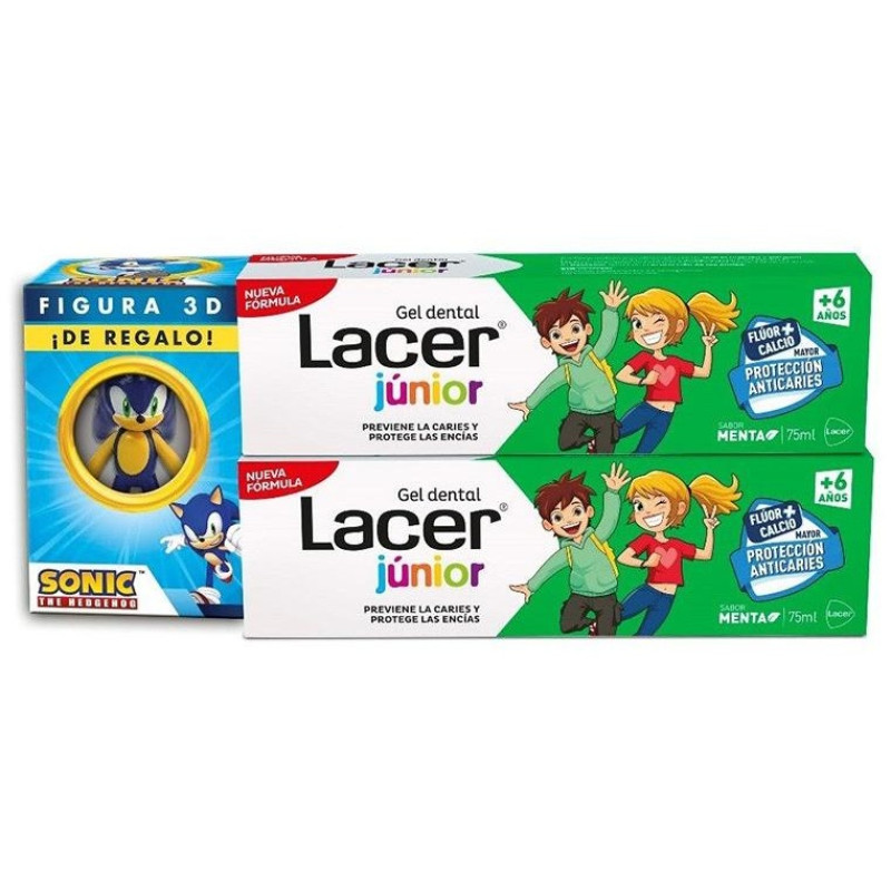Júnior Pack Gel Dental Menta 2x75ml + Figura Sonic - Lacer