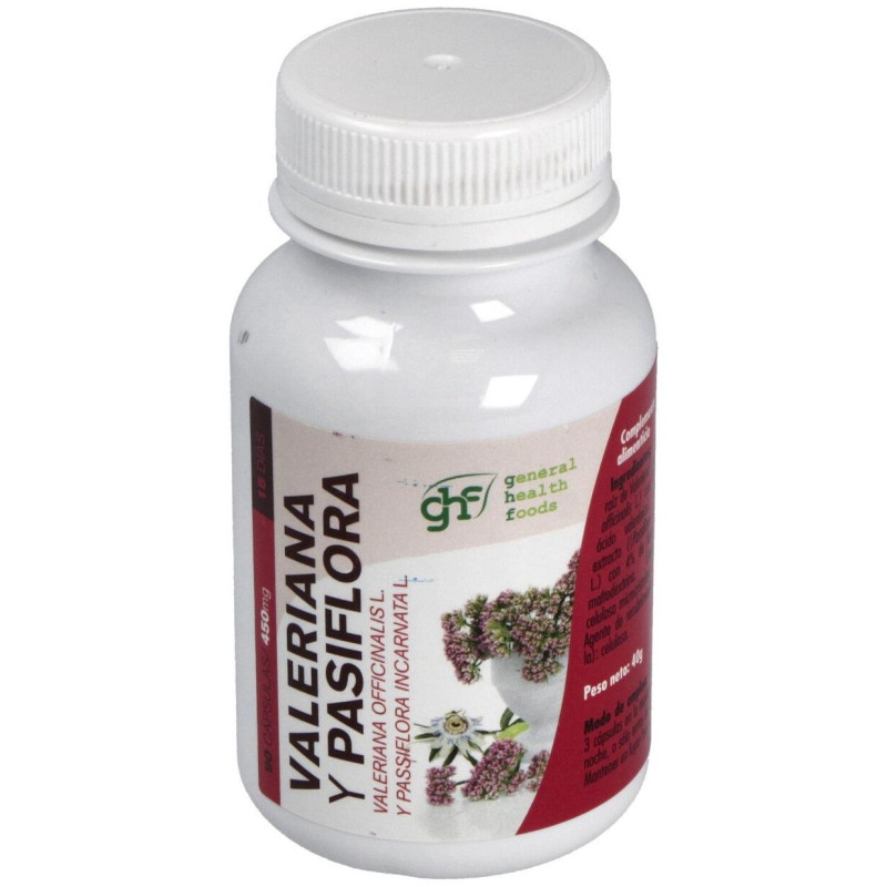 Valeriana y Passiflora 450mg 60cáps - Ghf