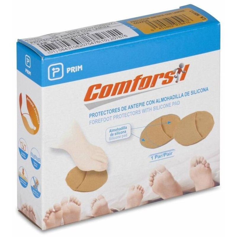 Comforsil Protectores de Antepié con Almohadilla de Silicona Talla S, 1 Par - Protector
