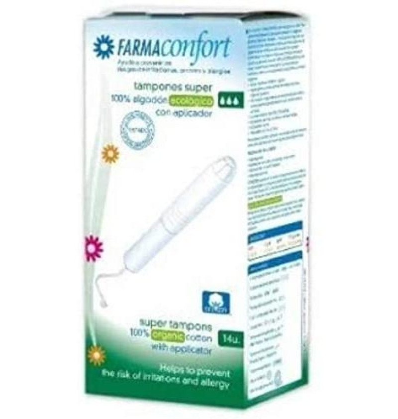 Farmaconfort Tampones Con Aplicador 100% Algodon, 14 Uds Súper.- Farmaconfort 