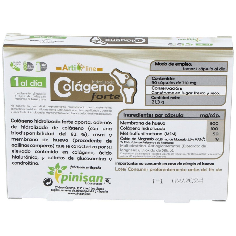 Colágeno Hidrolizado Forte 30cáps - Pinisan