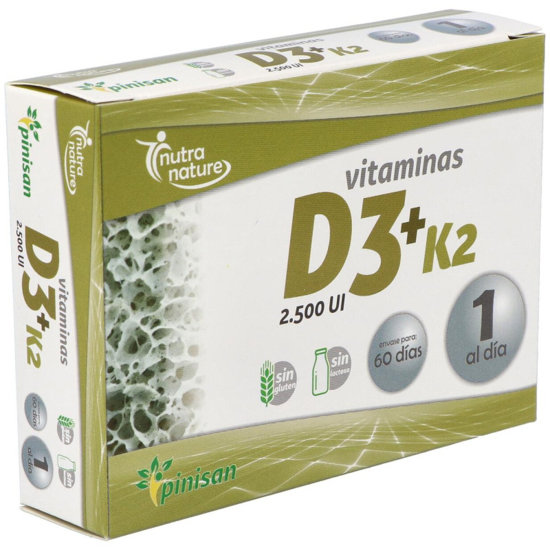Nutra Nature Vitaminas D3 + K2 60caps - Pinisan