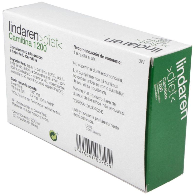 Lindarenl Carnitina 20 Ampollas - Artesania Agricola